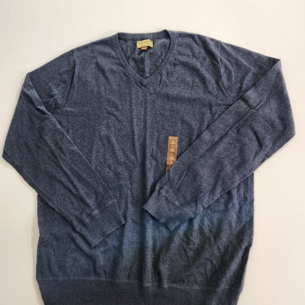 Sonoma Life Style Men’s Size  L blue  V- Neck Sweater Pullover long sleeve 01